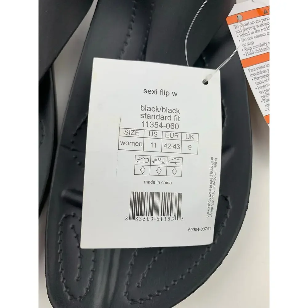 New Crocs Sexi Flip Sandals Slip On Black Sandals Thong 11354 Women's 11